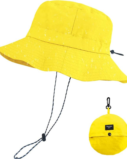 PFFY Quick Dry Waterproof Packable Bucket Hat for Women Men Outdoor Sun Hats with Detachable Chin Strap