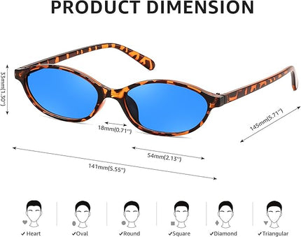FEISEDY Retro Oval Cat Eye Sunglasses for Women 90s Narrow Lightweight Shades Y2k Trendy Sunnies B0257