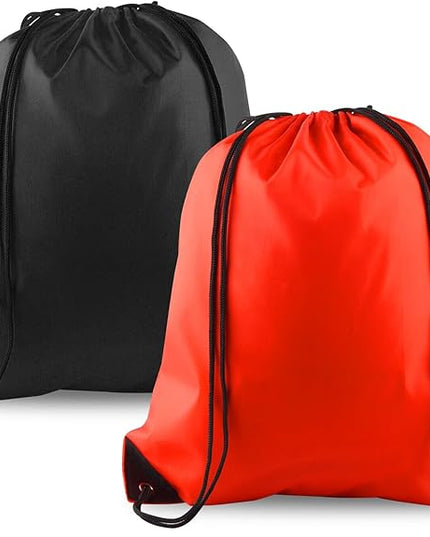 KUUQA 2 Pcs Drawstring Backpack Bags Bulk Sports Cinch Sack String Backpack Storage Bags for Gym Traveling（Black, Red）
