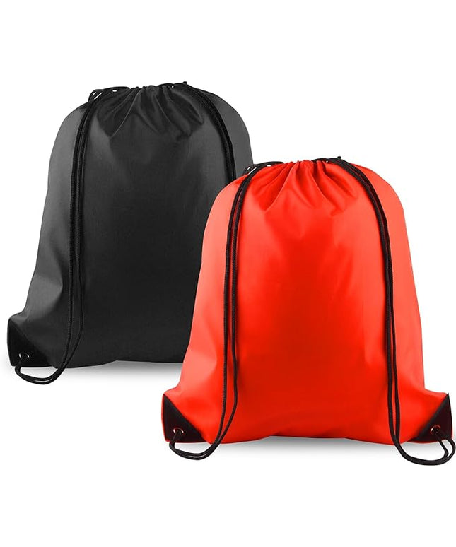 KUUQA 2 Pcs Drawstring Backpack Bags Bulk Sports Cinch Sack String Backpack Storage Bags for Gym Traveling（Black, Red）