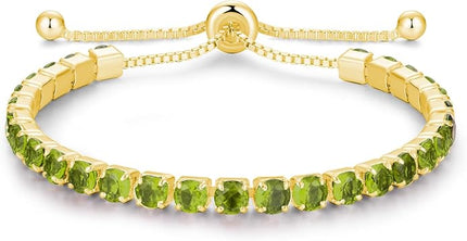 Valentines Day Gifts Sterling Silver Birthstone Tennis Bracelets for Women 4mm Tennis Bolo Bracelet Fashion Jewelry Birthday Gifts for Women Wife Mom Her | Adjustable Size 9"