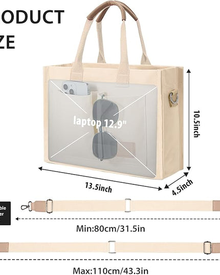 Canvas Tote Bag for Women Crossbody Work Purse with Pockets Top Handle Handbag Satchel Bags for Travel Nurse Teacher