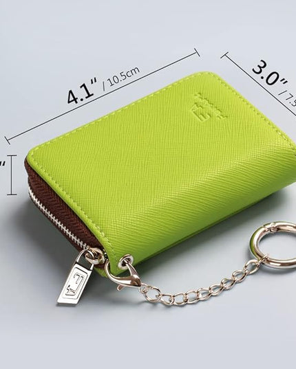 FurArt Zipper Wallet Women, RFID Blocking Credit Card Wallet, Business Card Holder, Compact Size KeyChain Wallet