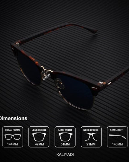 KALIYADI Sunglasses Men Polarized Sunglasses for Men Women Unisex Semi-Rimless Frame Retro Driving Sun Glasses UV Blocking