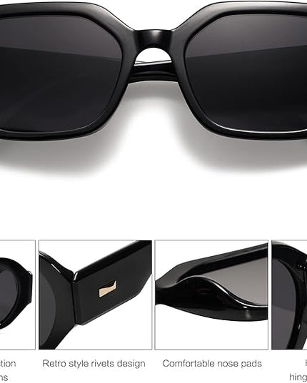 SOJOS Polarized Sunglasses For Women Retro Rectangle Womens Sun Glasses Trendy Narrow Square 90s Shades SJ2232
