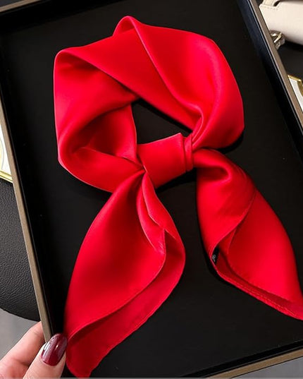 CHUNG Women's Square Satin Scarf 27.5" Bandanas Solid 50s Retro Neck Scarves Emulation Silk Handbag Hair Ribbons Necktie