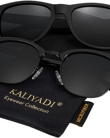 KALIYADI Polarized Sunglasses for Men and Women Semi-Rimless Frame Driving Sun glasses UV Blocking