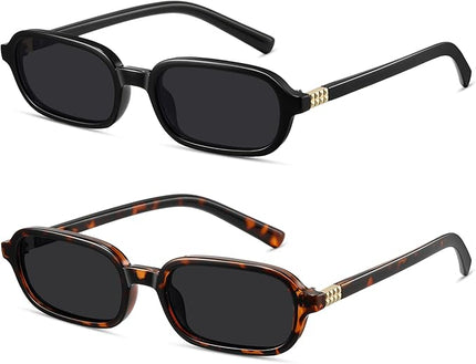 Retro Rectangle Sunglasses for Women Men Trendy Vintage Small Square Sun Glasses 90s Fashion Cute Sunnies CL010