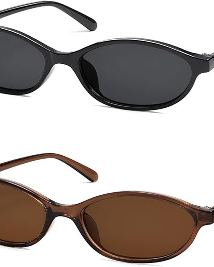 Retro Oval Cat Eye Sunglasses for Women Y2k Trendy Narrow Sunnies Designer Sun Glasses AR82253