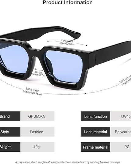 Trendy Square Sunglasses for Men Women Fashion Thick Rectangle Sun Glasses UV Protection Shades Designer Style