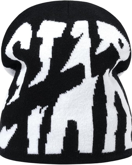Y2K Beanie for Men Women Knitted Hat Winter Cap Star Design Warm Casual Skullies Cold Weather Knit Outdoor