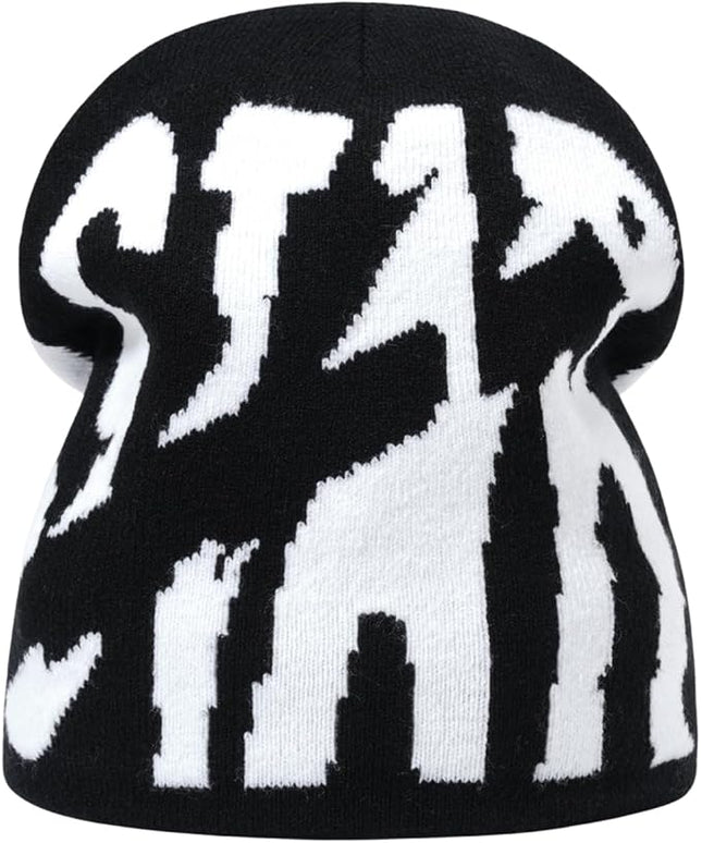 Y2K Beanie for Men Women Knitted Hat Winter Cap Star Design Warm Casual Skullies Cold Weather Knit Outdoor