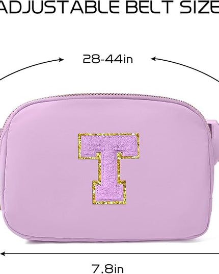 Gitus Gifts for 8 9 10 11 12 Year Old Girls Belt Bag Fanny Pack Crossbody Bags with Initial Letter Patch Cute Stuff Birthday Gifts for Teen Girls Women Personalized Trend Stuff (Lavender-T)