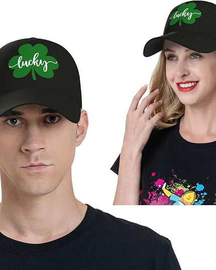 St. Patrick's Day Lucky Shamrock Hat Adjustable Irish Green Clover Baseball Cap Trucker Hat for Men Women