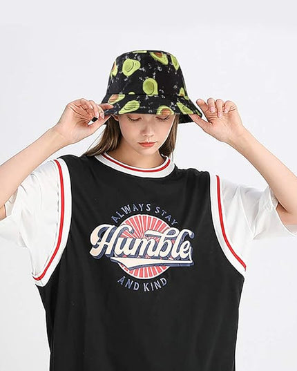 XYIYI Cute Bucket Hat Beach Fisherman Hats for Women, Reversible Double-Side-Wear