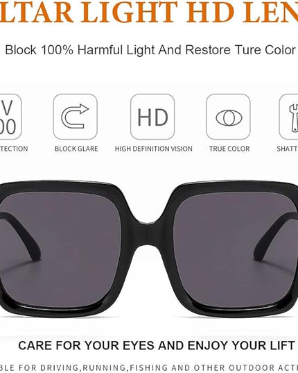 Dollger Oversized Square Sunglasses for Women Big Large Wide Fashion Shades for Men UV Protection Unisex