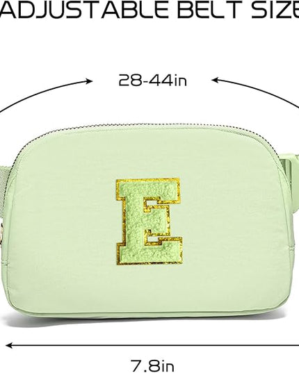Gitus Gifts for 8 9 10 11 12 Year Old Girls Belt Bag Fanny Pack Crossbody Bags with Initial Letter Patch Cute Stuff Birthday Gifts for Teen Girls Women Personalized Trend Stuff (Light Green-E)
