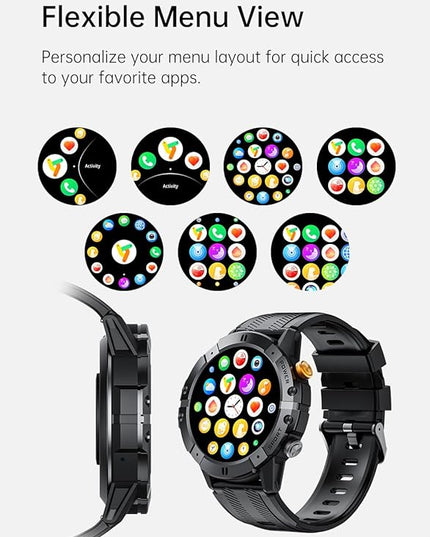 Gravity C29 Rugged Smart Watch, 1.52-Inch HD Display, 100+ Sports Modes, 7-10 Days Battery Life, AI Voice Assistant, 1 ATM Waterproof, Heart Rate & Sleep Monitoring, Shockproof (Silver)