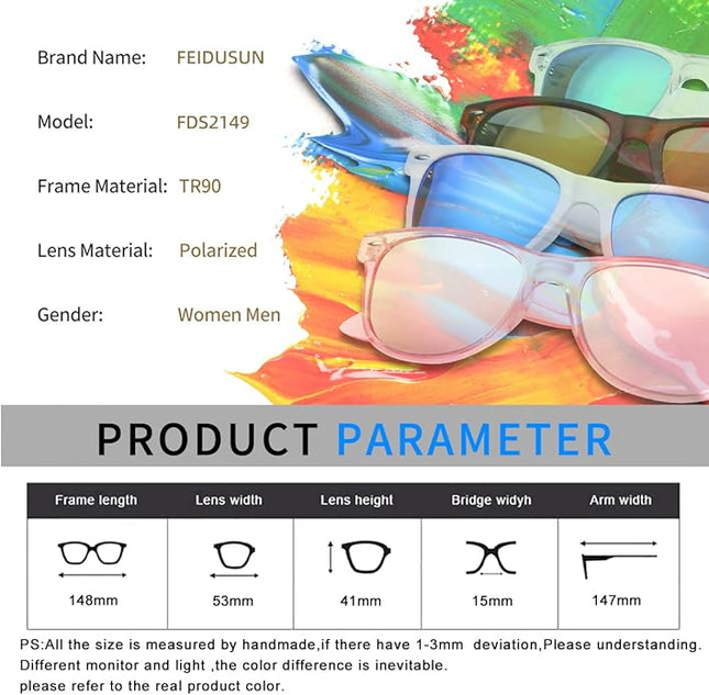FEIDUSUN Sunglasses Men Polarized Sunglasses for Mens and Womens,Black Retro Sun Glasses Driving Fishing UV Protection