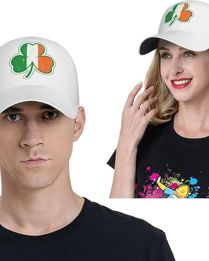 St. Patrick's Day Lucky Shamrock Hat Adjustable Irish Green Clover Baseball Cap Trucker Hat for Men Women