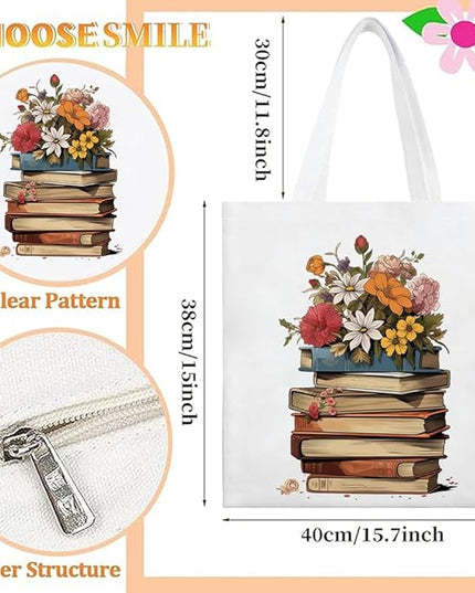 Canvas Tote Bag with Zipper Handles for Women Bridesmaid Birthday Wedding Mother Ladies Shopping Gift Bags