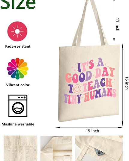 AUSVKAI Canvas Tote Bag Aesthetic for Women, Cute Cloth Cotton Bags for College Shopping Beach Grocery and Trendy Gifts