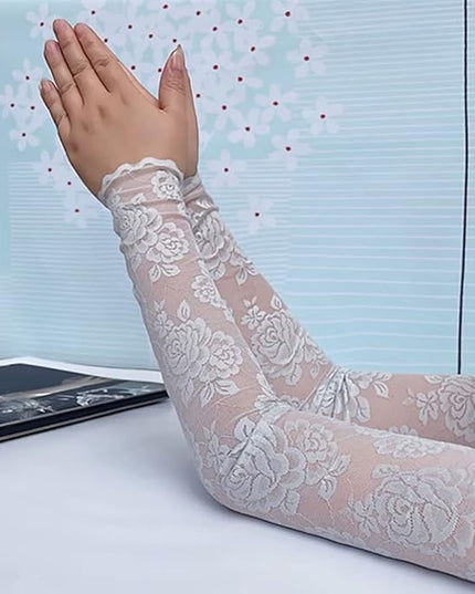 Women's Short Lace Gloves Fingerless for Driving Wedding Wrist Length Bridal Prom Gloves
