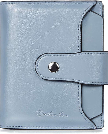 BOSTANTEN Women Leather Wallet RFID Blocking Small Bifold Zipper Pocket Wallet Card Case Purse with ID Window