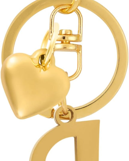 A-Z Heart Initial Letter Keychain, Stainless Steel Alphabet Charm for Handbags, Gift for Women and Girls