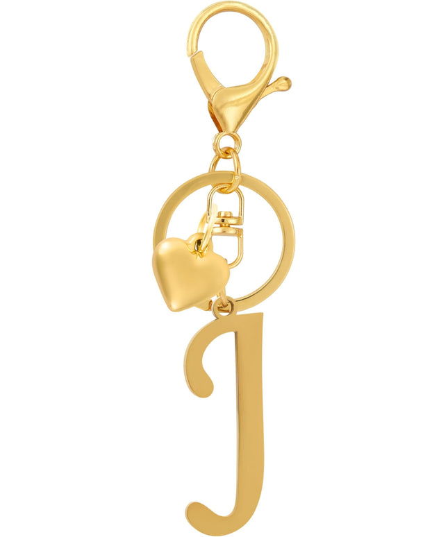 A-Z Heart Initial Letter Keychain, Stainless Steel Alphabet Charm for Handbags, Gift for Women and Girls