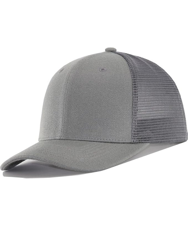 Mesh Snapback Hat (M/L/XL/XXL) - Blank Structured Men's Trucker Hats-Baseball Caps - Adjustable Ball Cap