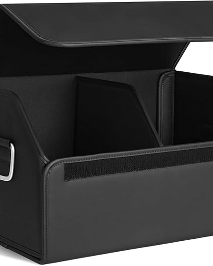 JEYODA Suede Leather Trunk Organizer, Large Capacity Soft Car Organizers and Storage,foldable,with lip, for Car SUV/Jeep/Sedan/Home/Camping (Black,Big)