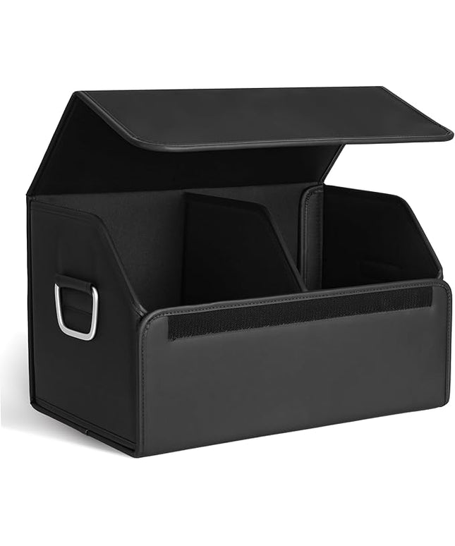 JEYODA Suede Leather Trunk Organizer, Large Capacity Soft Car Organizers and Storage,foldable,with lip, for Car SUV/Jeep/Sedan/Home/Camping (Black,Big)