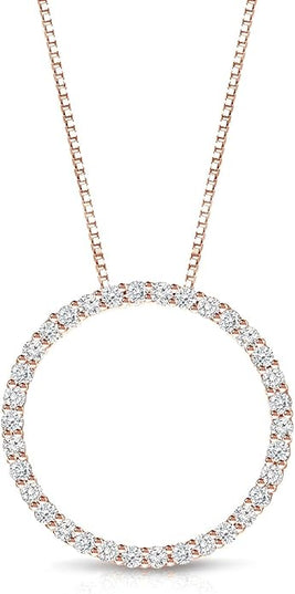 Diamond Wish 1/6 to 1 Carat Diamond Circle of Life Round Pendant Necklace for Women in 14k Gold (I1-I2, cttw) on 18 Inch Long Chain with Spring Ring Clasp