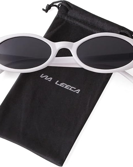 VIA LEECA Trendy Oval Sunglasses Women 90’s Vintage Sun Glasses Fashion Tinted Glasses UV400 Protection
