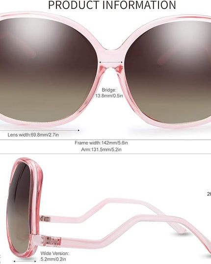 The Fresh Women's Oversized Square Jackie O Cat Eye Hybrid Butterfly Fashion Sunglasses - Exquisite Packaging