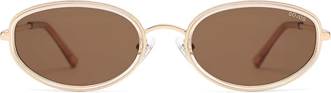 SOJOS Trendy Oval Polarized Sunglasses for Women Men, 80s 90s Chic Retro Vintage Sunnies SJ1248