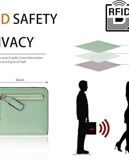 Toughergun Women’s Small Slim Leather Wallet with RFID Protection, Compact Bifold Mini Purse with Clear ID Window