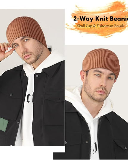 Heniho Winter Wool Beanies for Men Women, Warm Plain Toboggan Hats Ski Running Knit Skull Cap