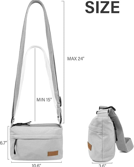 Crossbody Sling Bag Canvas Purse Small Shoulder Handbag 5 Pocket Casual Travel Messenger Hobo Bag Phone Satchel Backpack