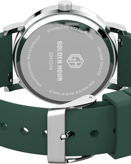 GOLDEN HOUR Waterproof Nurse Watch for Medical Professionals, Students Women Men - Military Time Luminouse Easy Read Dial, 24 Hour with Second Hand, Colorful Silicone Band