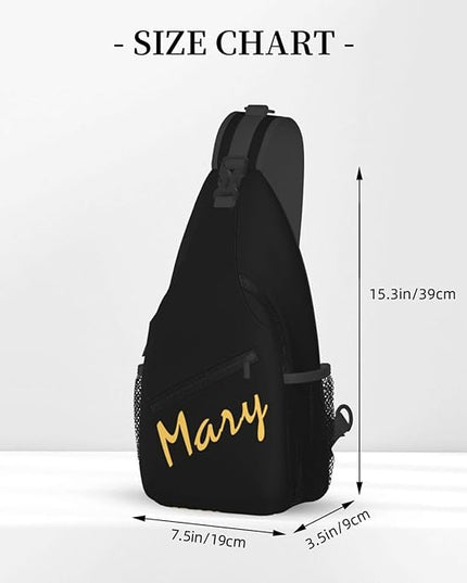Our Lady of Guadalupe Sling Bag Crossbody Bags Clovers Chest Bag for Travel Hiking for Men Women Golden Mary 1