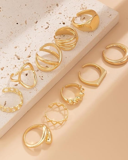 Chunky Rings for Women Adjustable Thick Rings Set Trendy Statement Stackable Ring for Women Chunky Jewlery Irregular Dome Flower Finger Knkuckle Thumb Ring