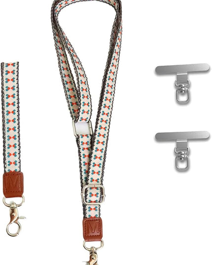 LEMEDE Wrist Keychain and Adjustable Phone Lanyard, Silver Hook Phone Crossbody Strap with 360° Rotating Phone Pads