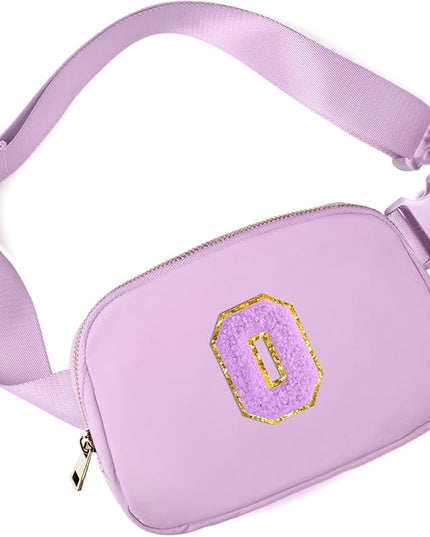 Gitus Gifts for 8 9 10 11 12 Year Old Girls Belt Bag Fanny Pack Crossbody Bags with Initial Letter Patch Cute Stuff Birthday Gifts for Teen Girls Women Personalized Trend Stuff (Lavender-O)
