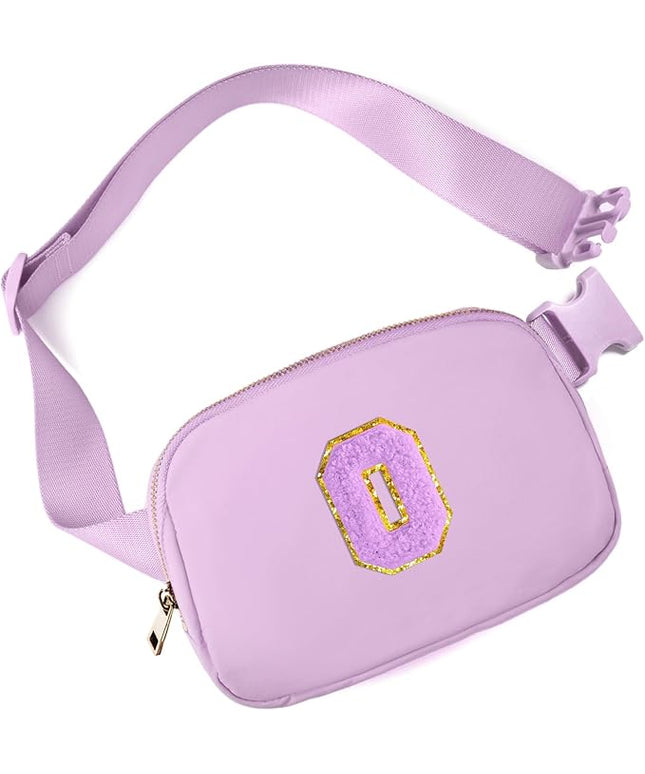 Gitus Gifts for 8 9 10 11 12 Year Old Girls Belt Bag Fanny Pack Crossbody Bags with Initial Letter Patch Cute Stuff Birthday Gifts for Teen Girls Women Personalized Trend Stuff (Lavender-O)