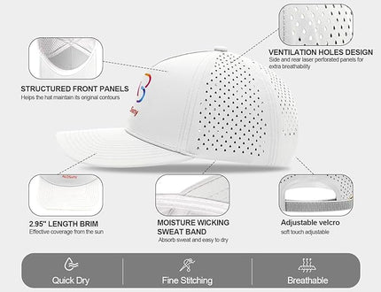AB ALOSUNY Men Adjustable Baseball Cap with Curved Breathable Quick-Drying Laser-Cut Mesh Back Closure Hat