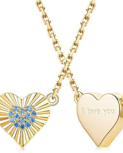 Dainty 14k Gold Heart Necklace, Birthstone Necklace for Women Trendy, Tiny Cubic Zirconia Choker Pendant Necklaces, Cute Love Jewelry Birthday Gifts for Girlfriend Daughter Niece Wife Her