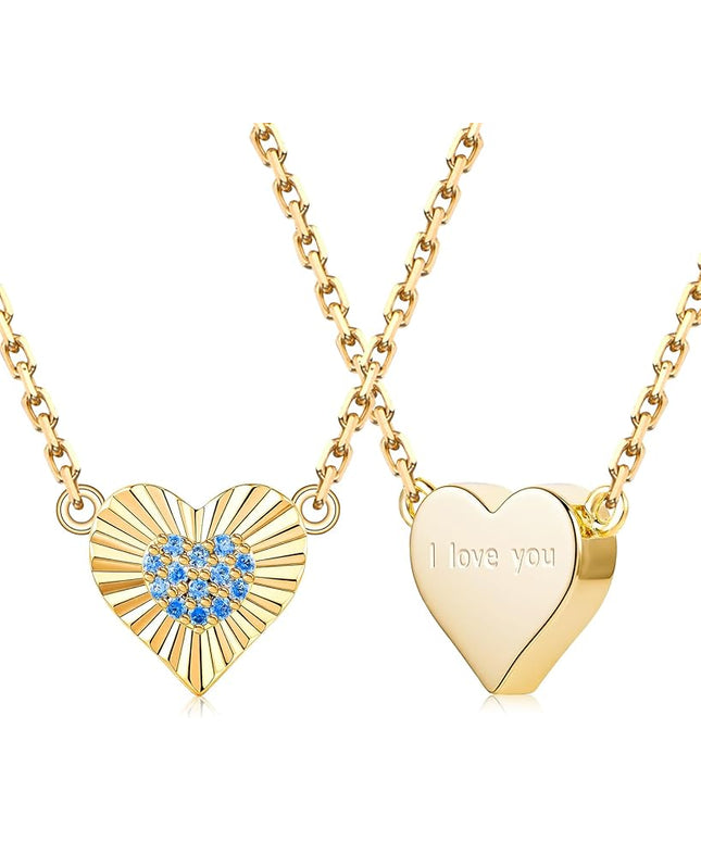 Dainty 14k Gold Heart Necklace, Birthstone Necklace for Women Trendy, Tiny Cubic Zirconia Choker Pendant Necklaces, Cute Love Jewelry Birthday Gifts for Girlfriend Daughter Niece Wife Her