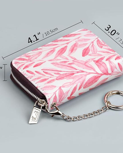 FurArt Zipper Wallet Women, RFID Blocking Credit Card Wallet, Business Card Holder, Compact Size KeyChain Wallet